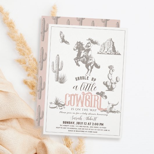 Kleine Cowgirl Western Roze Meisje Baby shower Kaart
