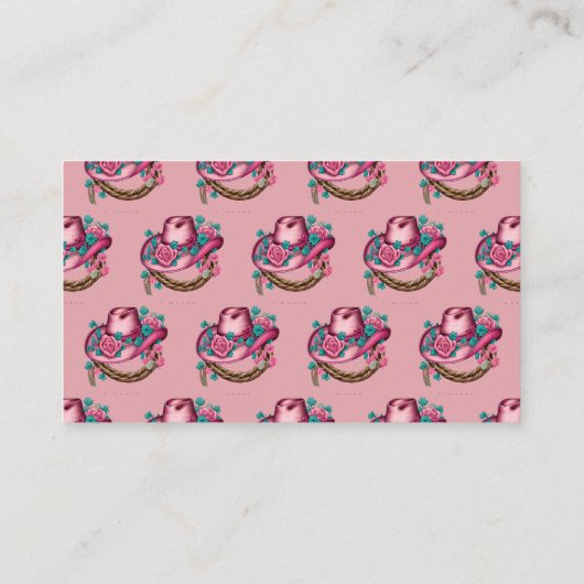 Kleine Cowgirl Western Roze Pet Bloemen Baby showe Informatiekaartje (Achterkant)