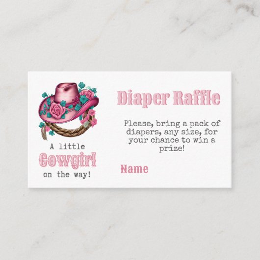 Kleine Cowgirl Western Roze Pet Bloemen Baby showe Informatiekaartje (Voorkant)
