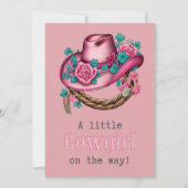 Kleine Cowgirl Western Roze Pet Bloemen Baby showe Kaart (Achterkant)