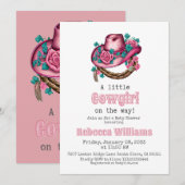 Kleine Cowgirl Western Roze Pet Bloemen Baby showe Kaart (Voorkant / Achterkant)