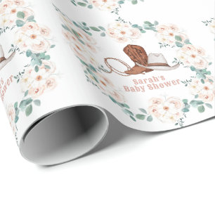 Kleine Cowgirl Westerse Bloemen Meisje Baby Shower Cadeaupapier