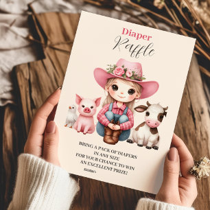 Kleine cowgirl Wild West Boho Diapper Raffle Informatiekaartje