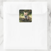 Kleine Cub Red Fox Vierkante Sticker (Tas)