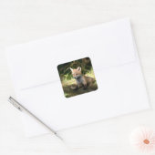 Kleine Cub Red Fox Vierkante Sticker (Envelop)
