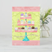 Kleine Cupcake, Baby Douche Uitnodigingen (Staand voorkant)