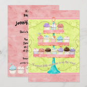 Kleine Cupcake, Baby Douche Uitnodigingen (Voorkant / Achterkant)