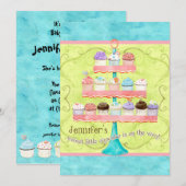 Kleine Cupcake, Baby Douche Uitnodigingen (Voorkant / Achterkant)