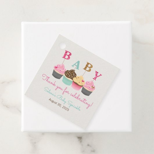 Kleine Cupcake-Baby-sprint of -Baby shower Bedankjes Labels (In situ)