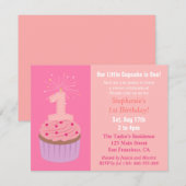 Kleine Cupcake is een eerste verjaardag, roze Kaart (Voorkant / Achterkant)