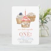 Kleine Cupcake Meisje 1e Verjaardag Kaart (Staand voorkant)