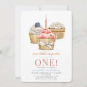 Kleine Cupcake Meisje 1e Verjaardag Kaart (Voorkant)