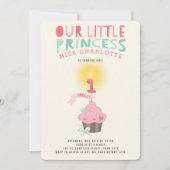 Kleine Cupcake Prinses Meisje's 1e Verjaardagsfees Kaart (Voorkant)