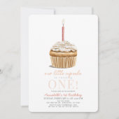 Kleine Cupcake Sprinkles Roze Meisje 1e Verjaardag Kaart (Voorkant)