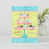 Kleine Cupcake, Tweeling Baby Douche Uitnodigingen (Staand voorkant)