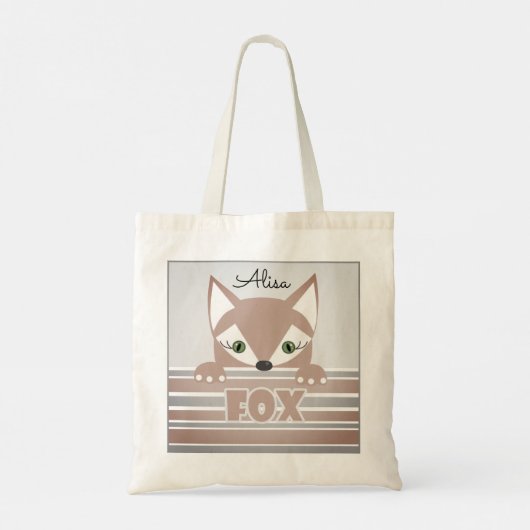Kleine, curieuze Fox Canvas tas (Achterkant)