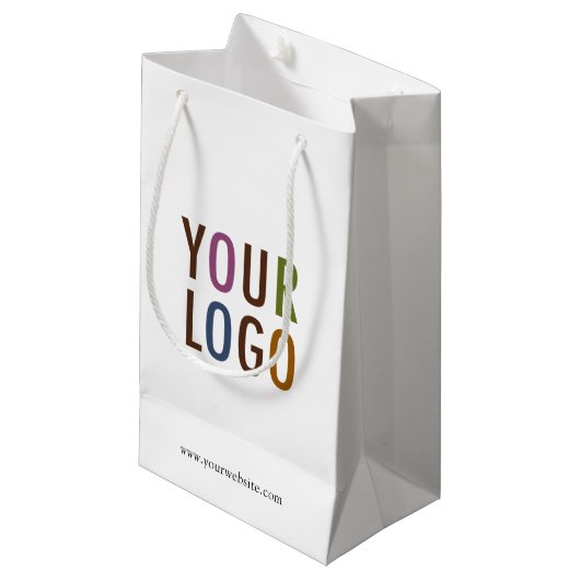 Kleine Custom Paper Shopping Bag met Company Logo Klein Cadeauzakje (Voorkant Gekanteld)