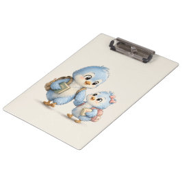 Kleine Cute Blauwe Vogel Broers en Zusters Kantoor Klembord