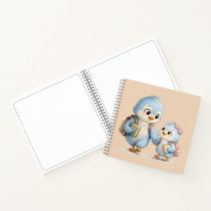 Kleine Cute Blauwe Vogel Broertjes en Zusjes Spira Notitieboek