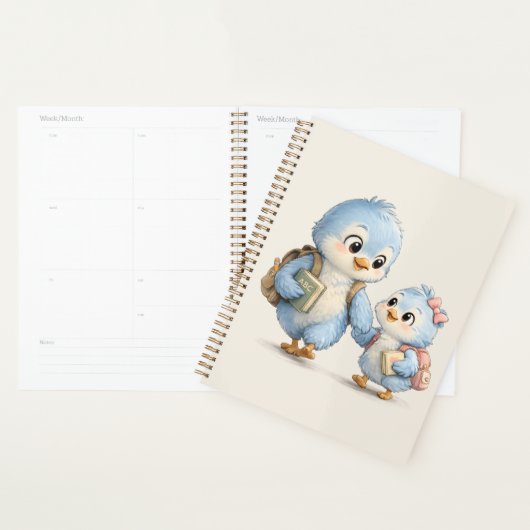 Kleine Cute Blauwe Vogel Weekplanner Planner (Display)
