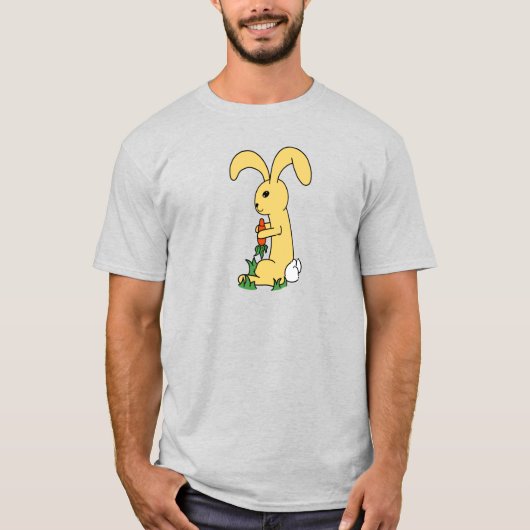 Kleine cute gele Cartoon Bunny met wortel T-shirt (Voorkant)