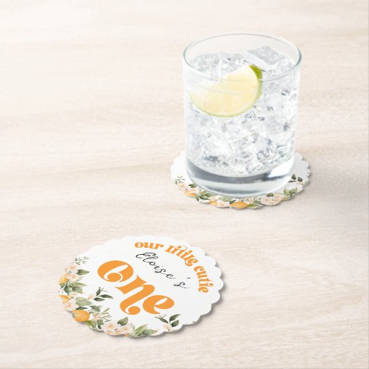 Kleine cutie 1e verjaardag citrus sinaasappels kartonnen onderzetters (Insitu)
