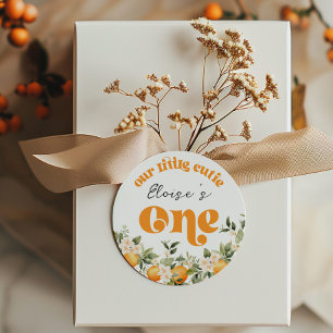Kleine cutie 1e verjaardag citrus sinaasappels ronde sticker