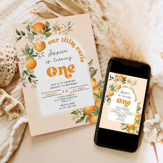 Kleine cutie 1e verjaardagsfeestje kaart