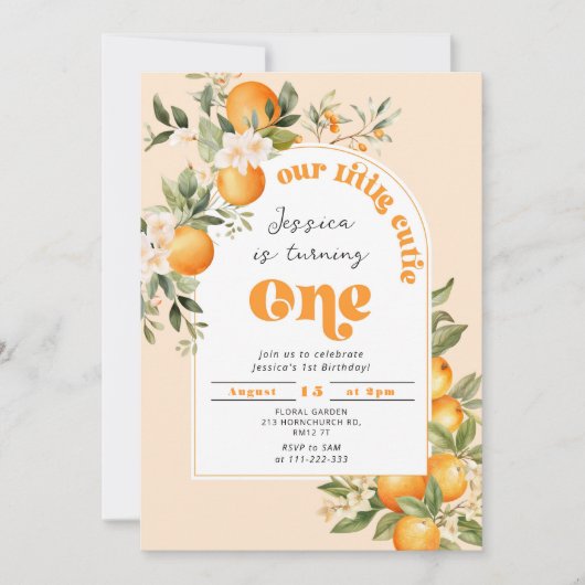 Kleine cutie 1e verjaardagsfeestje kaart (Voorkant)