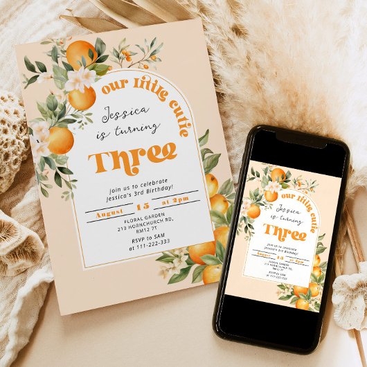 Kleine cutie 3e verjaardagsfeestje kaart