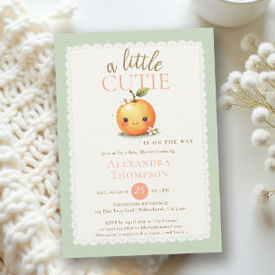 Kleine Cutie Aquarel Oranje Moderne Baby Borrel Kaart