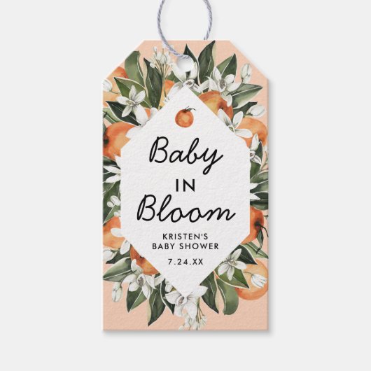 Kleine Cutie Baby in Bloom Baby shower Favor Cadeaulabel (Voorkant)