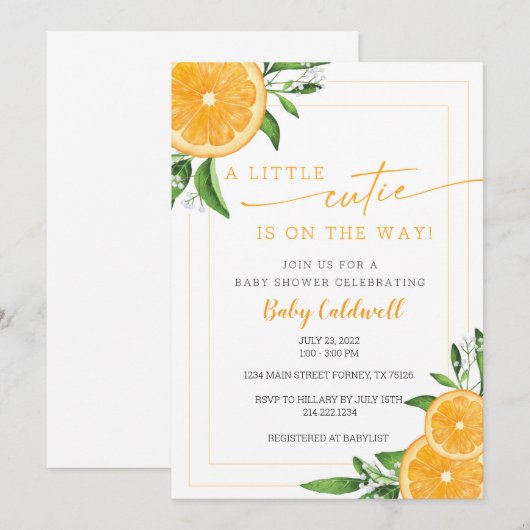 KLEINE CUTIE-BABY SHOWER KAART (Voorkant / Achterkant)