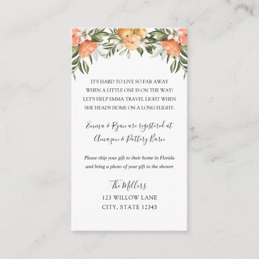 Kleine Cutie baby shower over lange afstand invoeg Informatiekaartje (Voorkant)