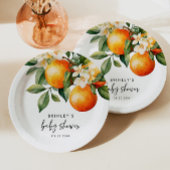 Kleine Cutie Baby shower Papier Bord Citrus Sinaas