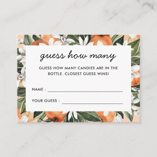 Kleine Cutie Baby shower raad eens hoeveel Informatiekaartje (Voorkant)