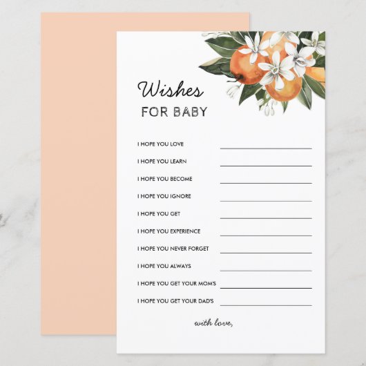 Kleine Cutie Baby shower wenst Baby advies (Voorkant / Achterkant)