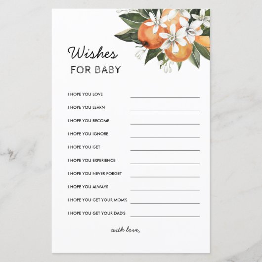 Kleine Cutie Baby shower wenst Baby advies (Voorkant)