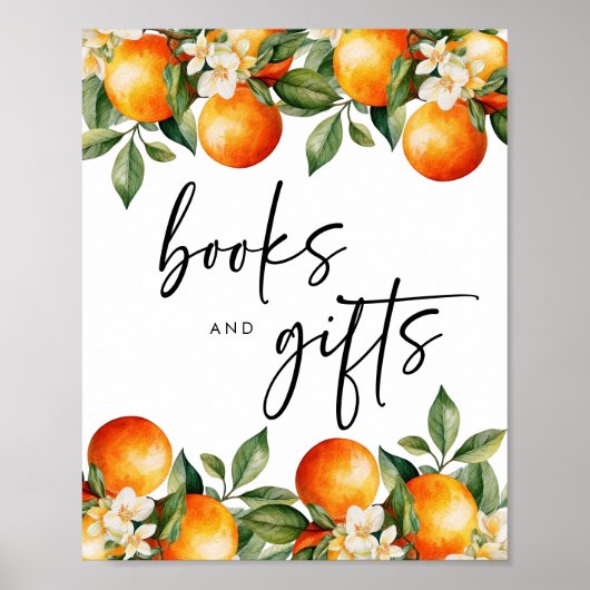 Kleine Cutie Boeken en Geschenken Teken Sinaasappe Poster (Voorkant)