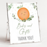 Kleine Cutie Books en Gifts Baby shower Sign. Poster<br><div class="desc">Dit ontwerp biedt een mooie waterverf met een schattige clementine.</div>