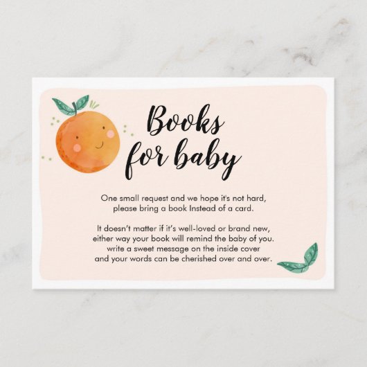 Kleine Cutie Breng een Oranje Baby shower met een  Informatiekaartje (Voorkant)