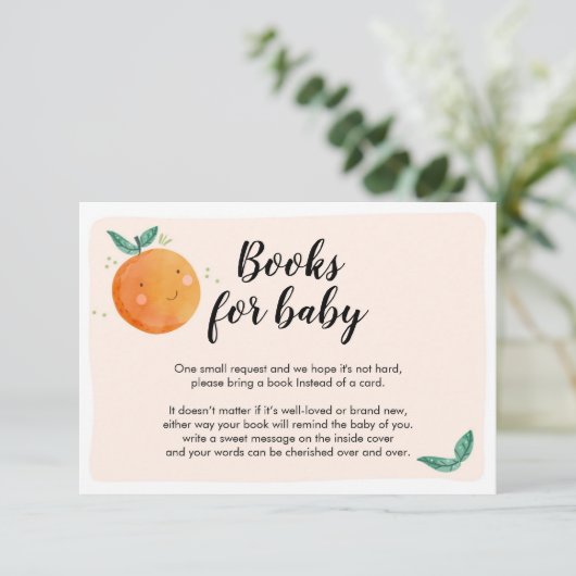 Kleine Cutie Breng een Oranje Baby shower met een  Informatiekaartje (Staand voorkant)