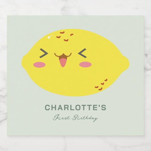 Kleine Cutie Citroen Citrus Eerste Verjaardag Likeurfles Etiket (Enkel label)