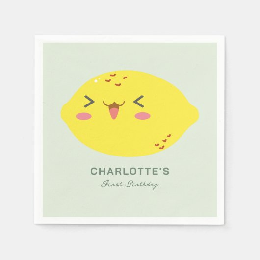 Kleine Cutie Citroen Citrus Eerste Verjaardag Servet (Voorkant)