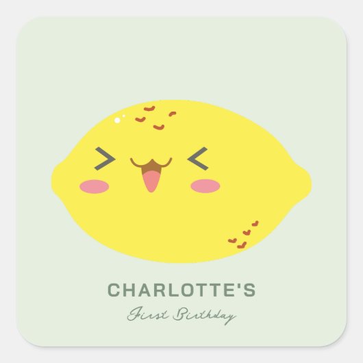 Kleine Cutie Citroen Citrus Eerste Verjaardag Vierkante Sticker (Voorkant)