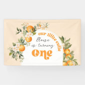 Kleine cutie citrus 1e verjaardagsfeestje spandoek (Horizontaal)
