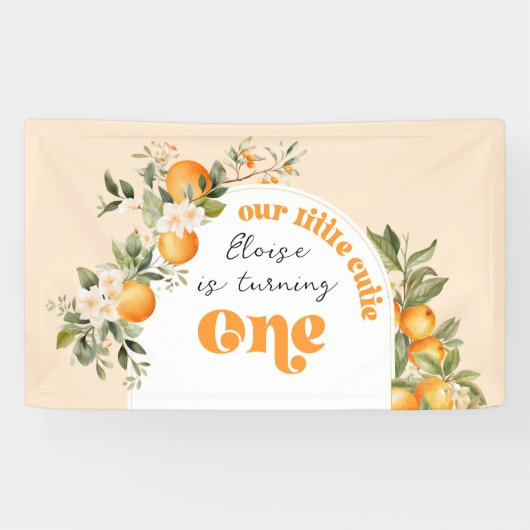 Kleine cutie citrus 1e verjaardagsfeestje spandoek (Horizontaal)