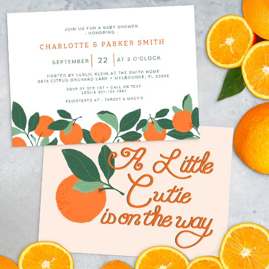 Kleine Cutie Citrus Botanische Baby shower Kaart