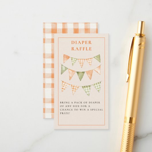 Kleine Cutie Citrus Oranje Baby shower Informatiekaartje (Voorkant / Achterkant in situ)