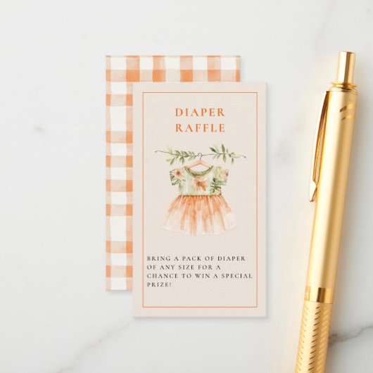 Kleine Cutie Citrus Oranje Baby shower Informatiekaartje (Voorkant / Achterkant in situ)